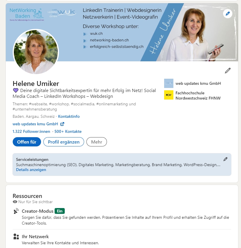 Erfolgreich Selbstständig mit Helene Umiker LinkedIn einrichten