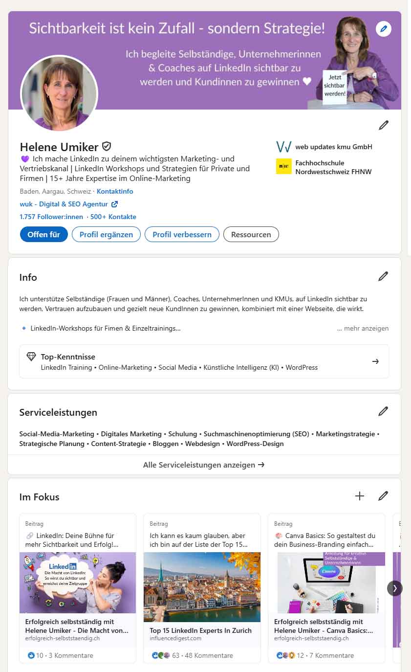 Erfolgreich-selbstständig-LinkedIn-workshop-helene-umiker-Profil